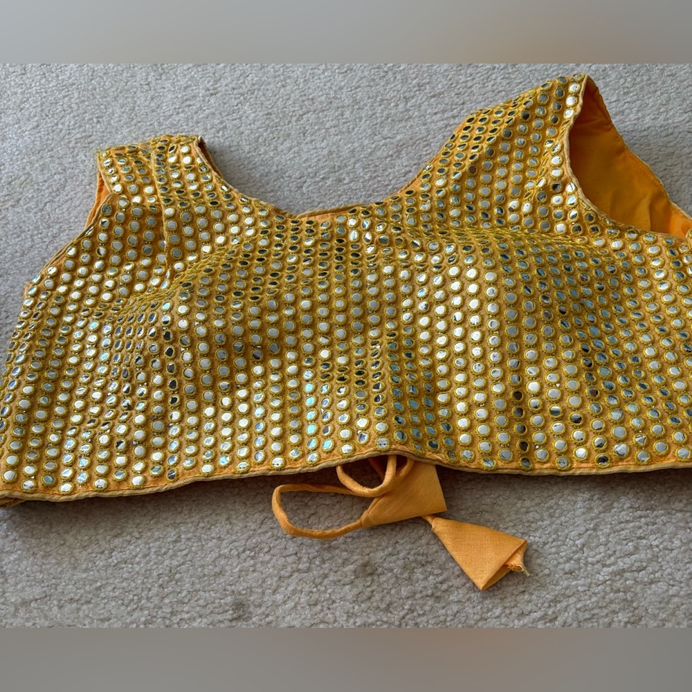 Yellow new Sequin Saree Blouse XLlarge